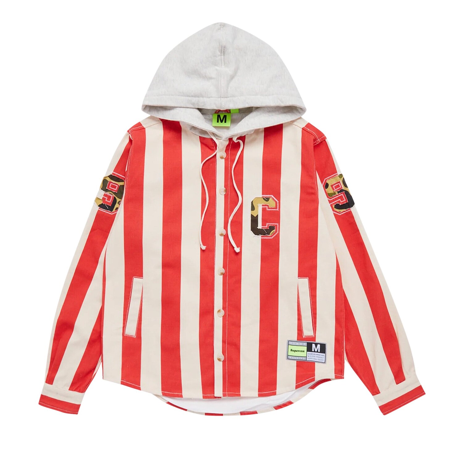 

Полосатая рубашка с капюшоном Supervsn, Красный/Белый