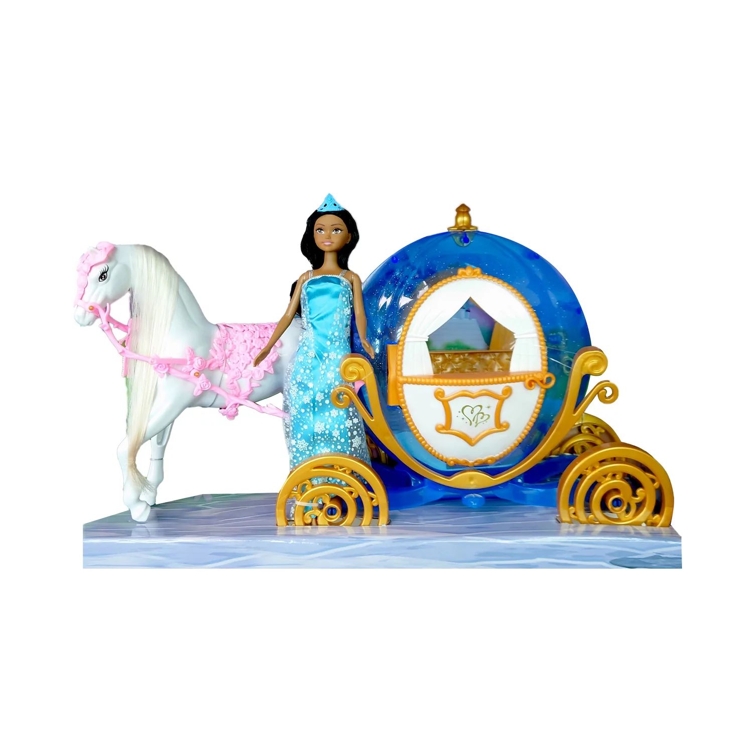цена Шикарная фэнтезийная сказка Сказочная карета принцессы с черными волосами Кукла и автомобиль Chic