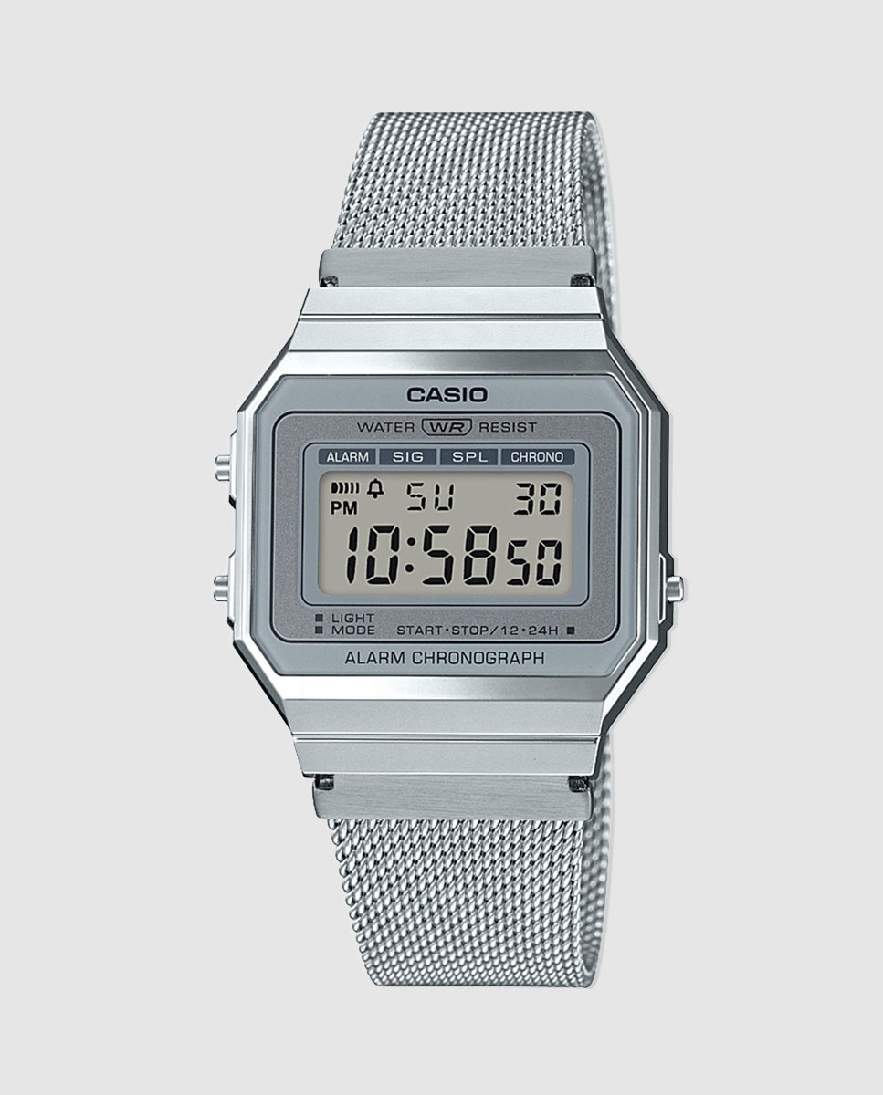 Часы унисекс Casio Vintage A700WEM-7AEF со стальной сеткой Casio, серебро наручные часы casio vintage a700wem 7aef серый серебряный