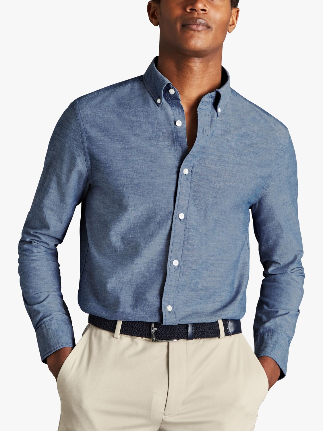 

Рубашка из шамбре Charles Tyrwhitt стандартного кроя, индиго