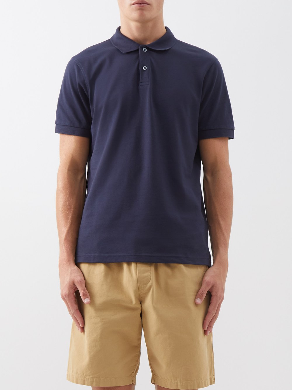 Рубашка-поло pima из хлопкового пике Sunspel, синий цена и фото