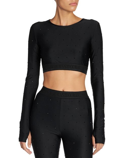 

Украшенная футболка с длинными рукавами Versace Jeans Couture, цвет Black