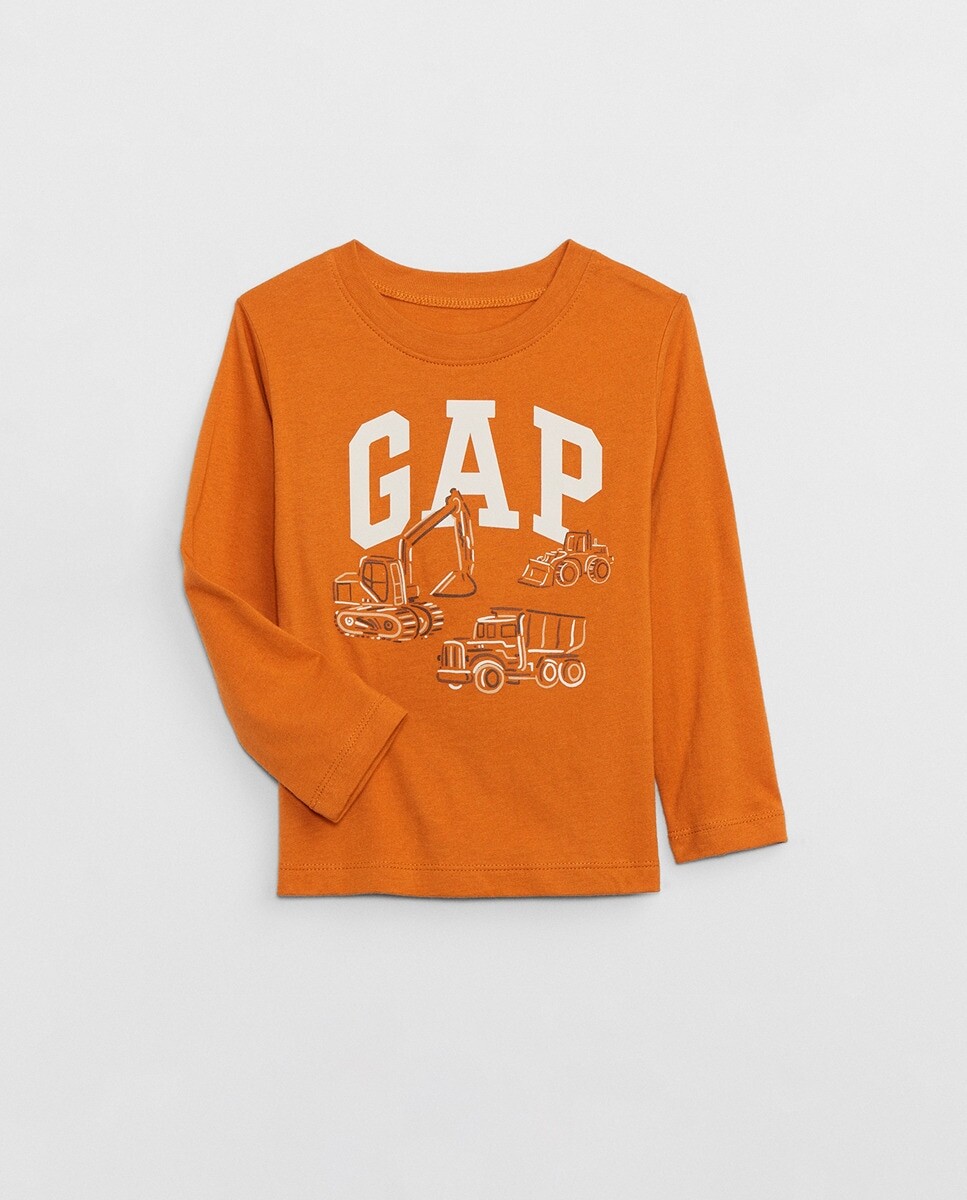 

Футболка для мальчика с круглым вырезом и длинными рукавами Gap, оранжевый