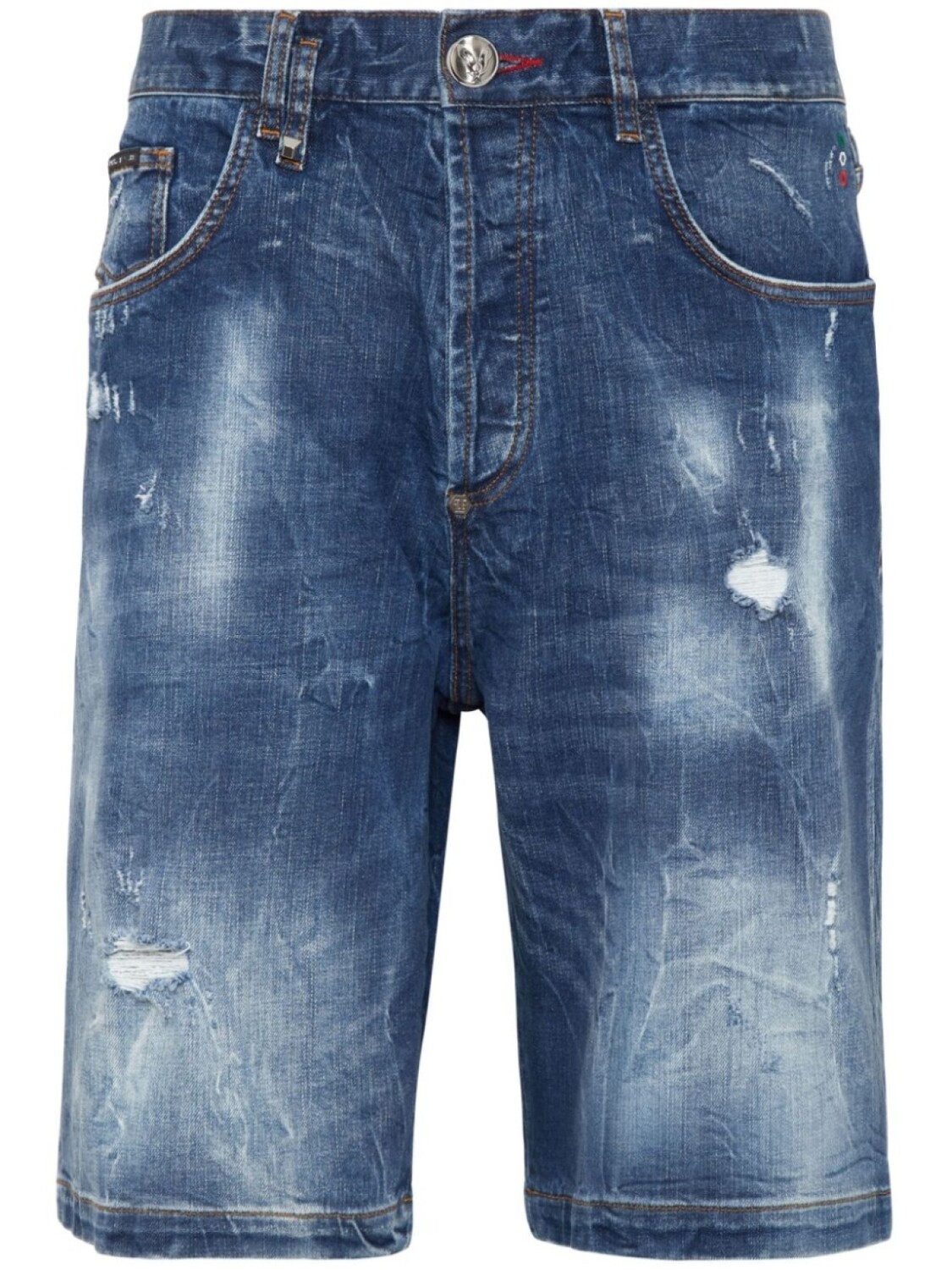 

Philipp Plein джинсовые шорты с нашивками, синий