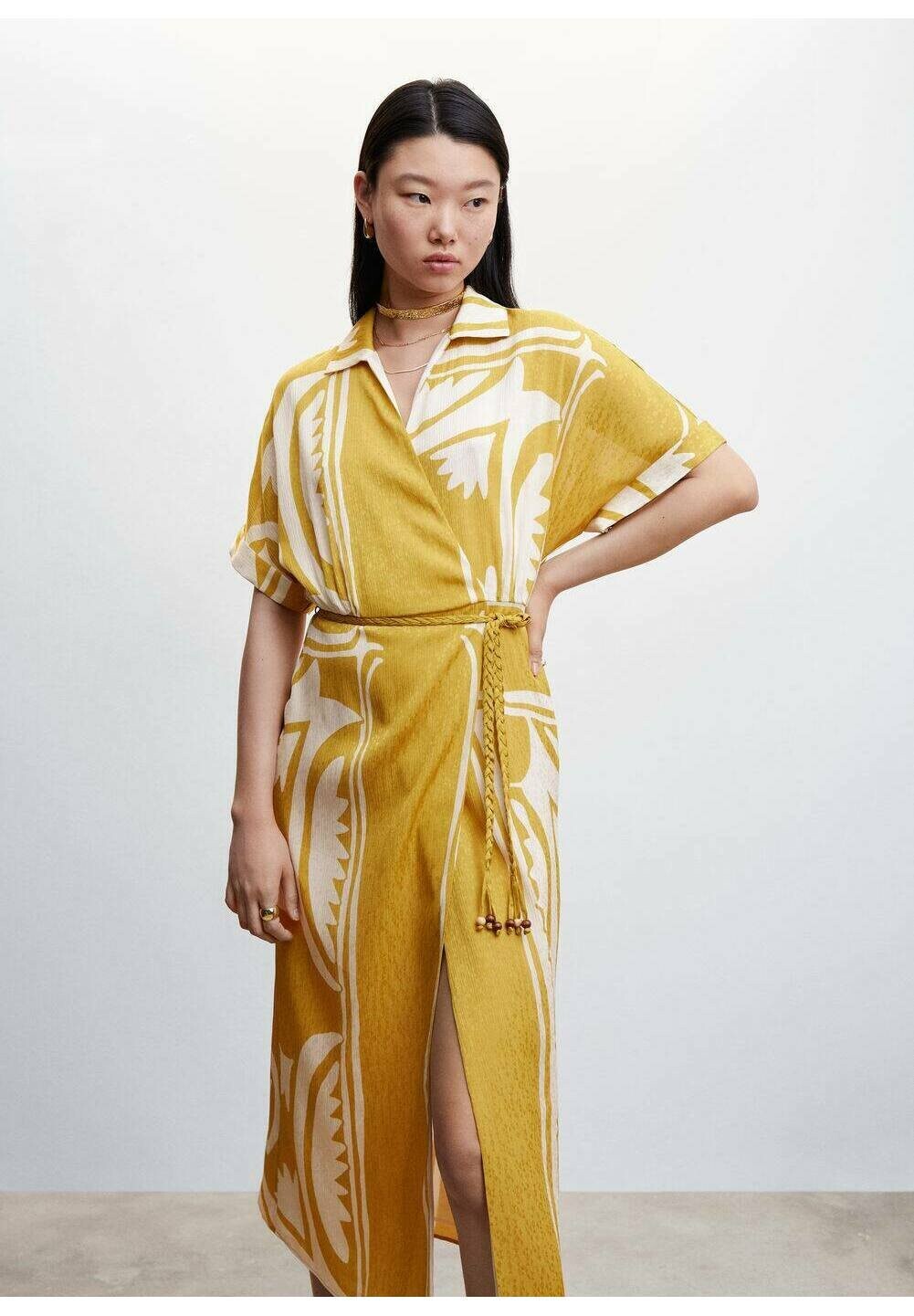 

Летнее платье Mango, горчичный