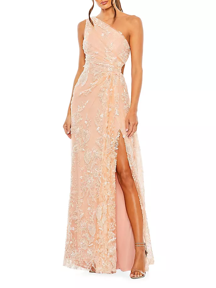 

Украшенное платье на одно плечо Mac Duggal, цвет peach