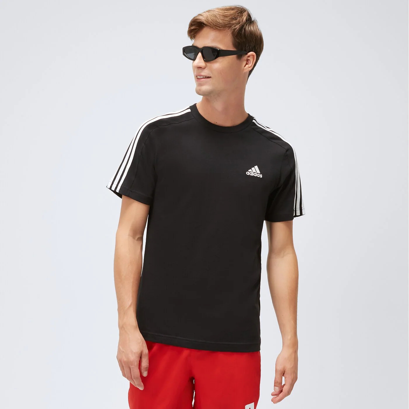 Футболка Adidas с коротким рукавом, черный / белый