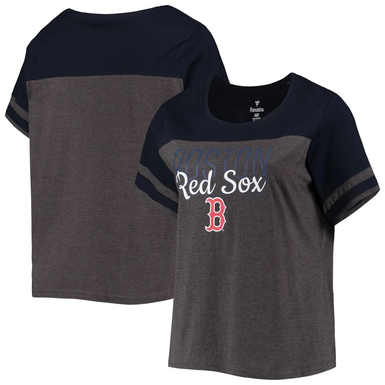 

Женская темно-серая/темно-серая футболка Boston Red Sox больших размеров с цветными блоками, Серый