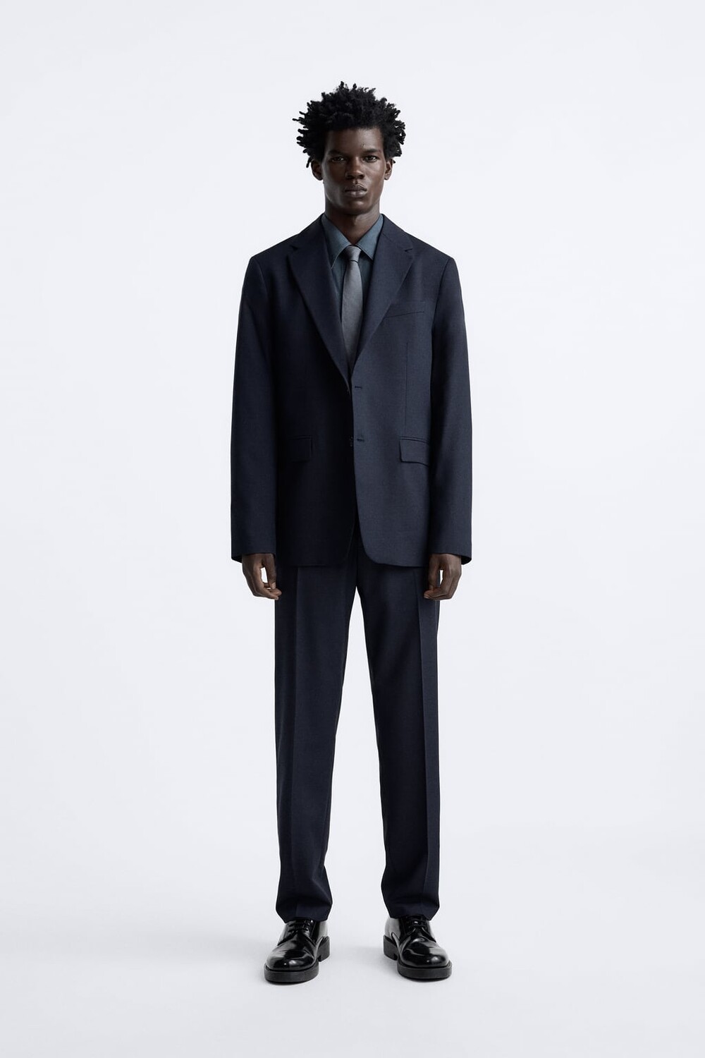 

Костюмные брюки с текстурированными рукавами ZARA, синий