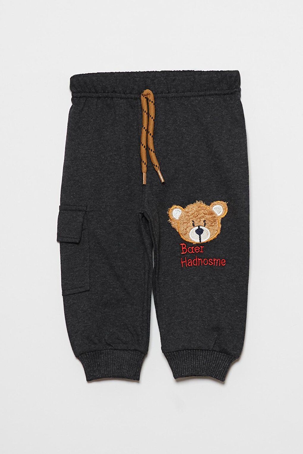 Спортивные штаны для маленьких мальчиков с карманами и принтом медведя JackandRoy, антрацит мягкая пижама с принтом медведя для маленьких девочек и мальчиков