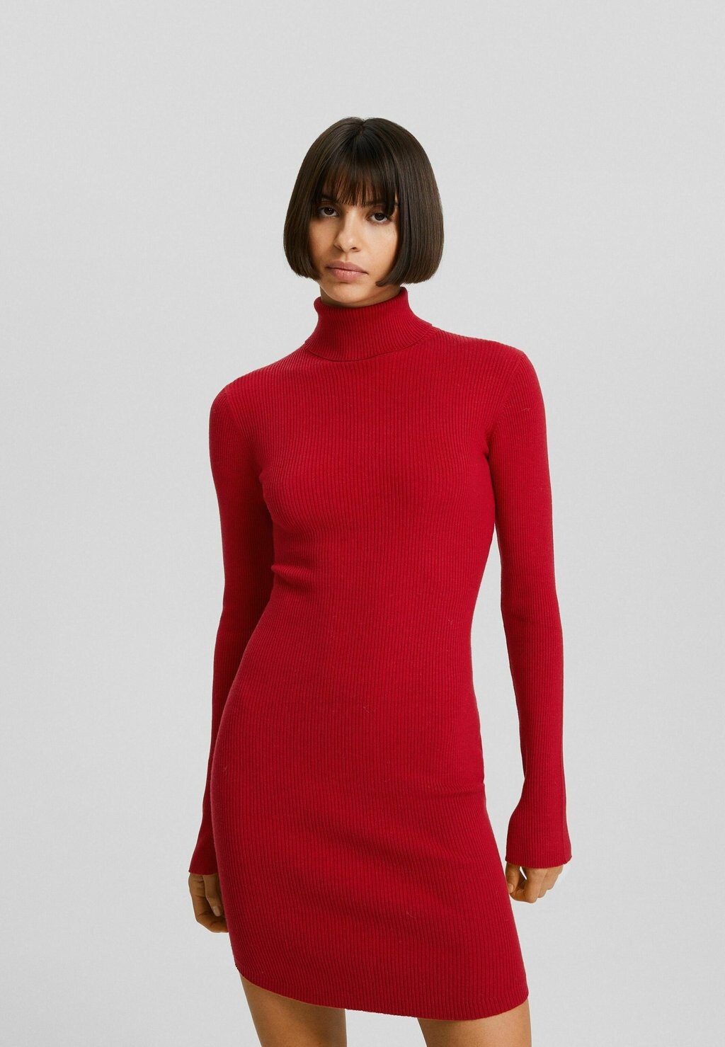 

Платье-футляр High Neck With Long Sleeves Bershka, красный