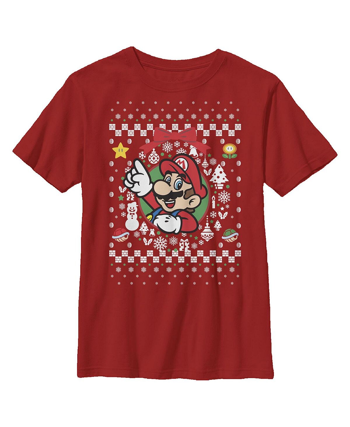 

Детская футболка Ugly Christmas Mario Wreath для мальчика Nintendo