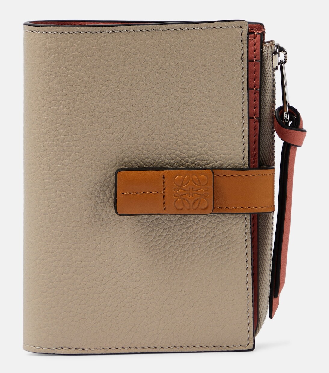 

Двойной кожаный кошелек Loewe, бежевый
