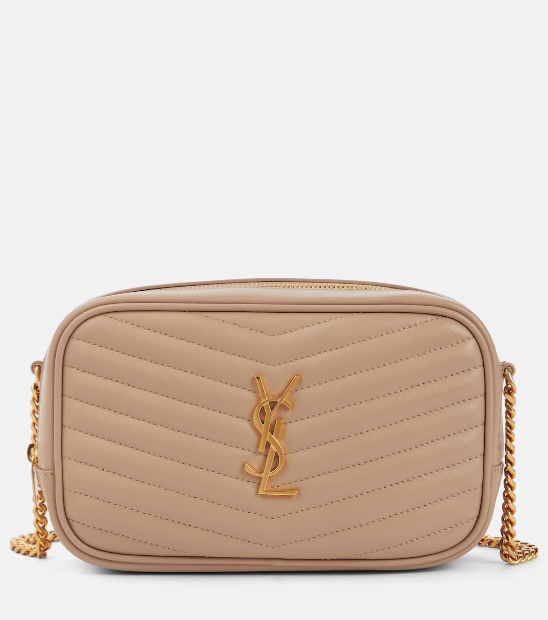 

Кожаная сумка через плечо lou mini Saint Laurent, бежевый