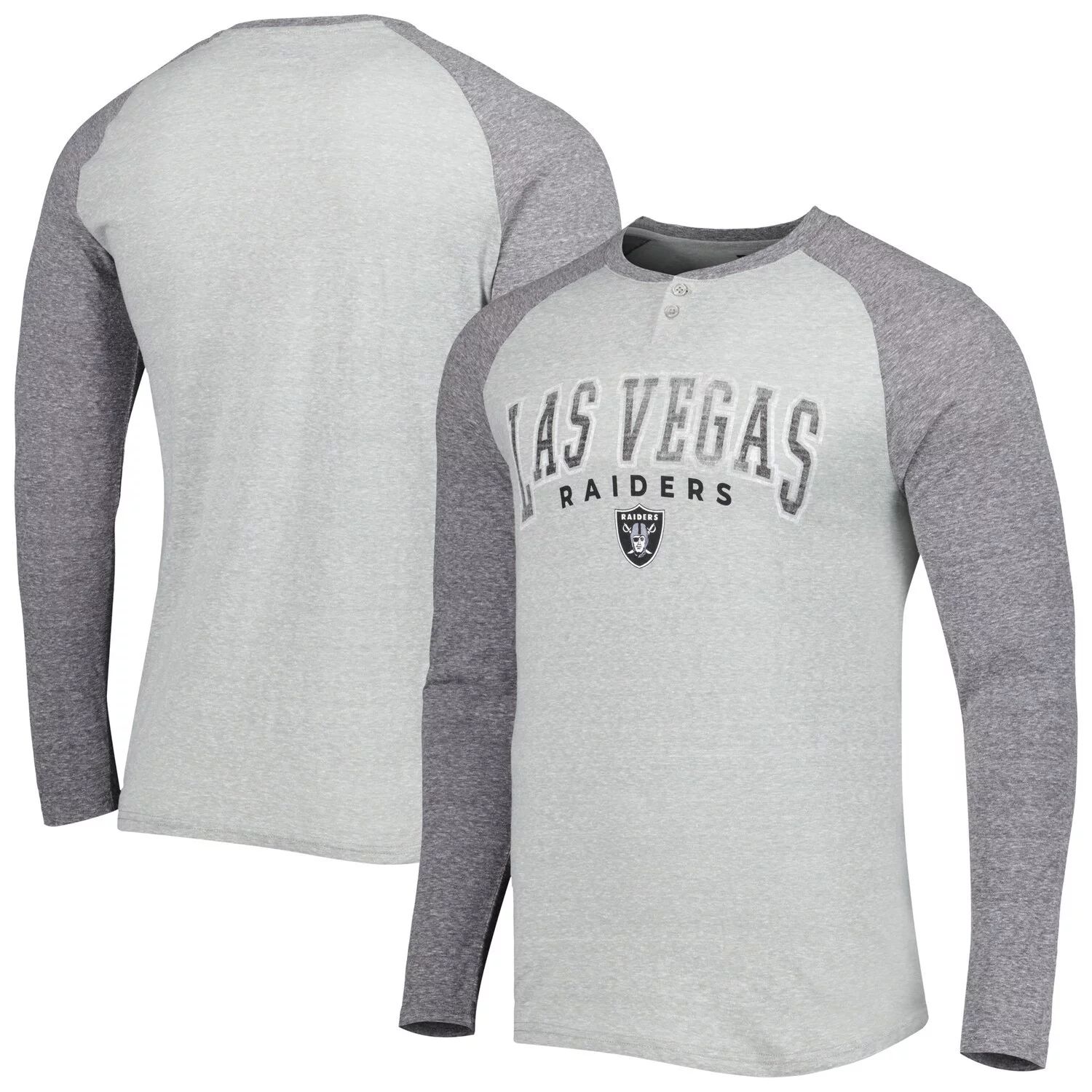 

Мужская футболка Concepts Sport Heather Grey Las Vegas Raiders Ledger Raglan с длинным рукавом в стиле Хенли