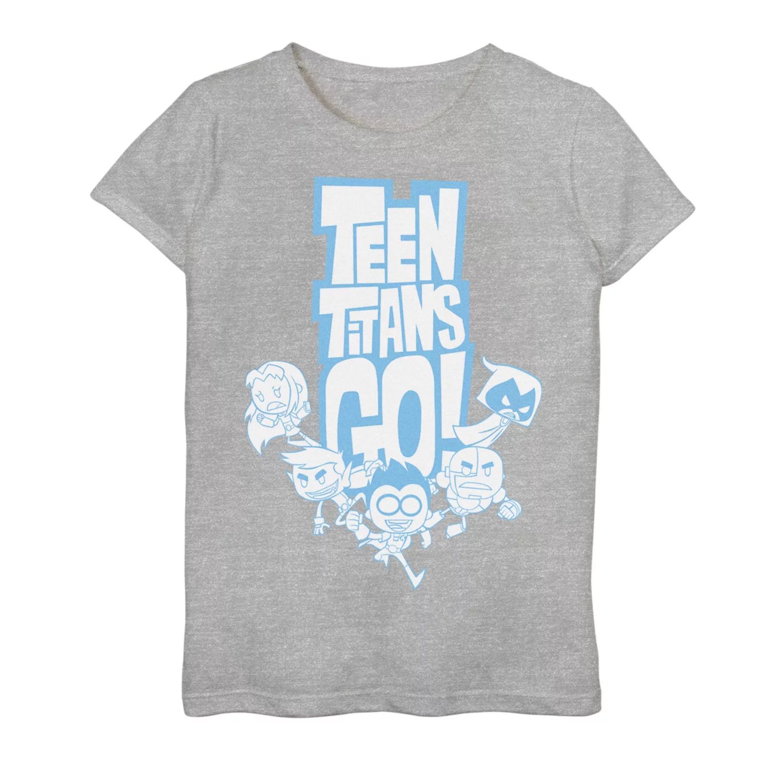 Девочки 7–16 лет. Графика комиксов DC «Юные титаны, вперед!» Синяя футболка с рисунком Group Shot Licensed Character