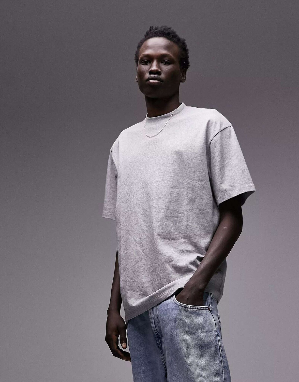 

Серая меланжевая футболка оверсайз Topman, Серый