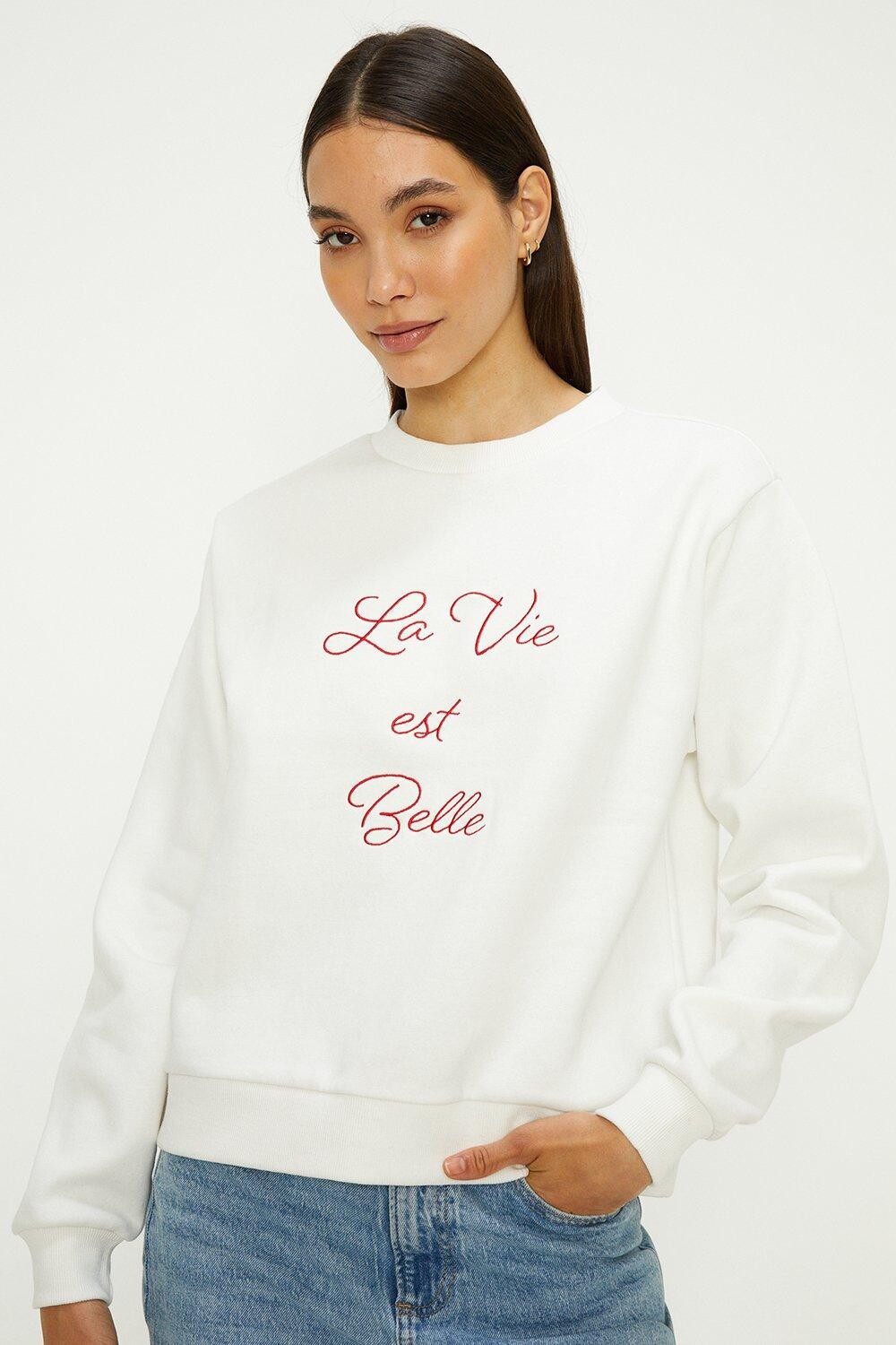 

Толстовка с вышивкой La Vie Est Belle Oasis, белый