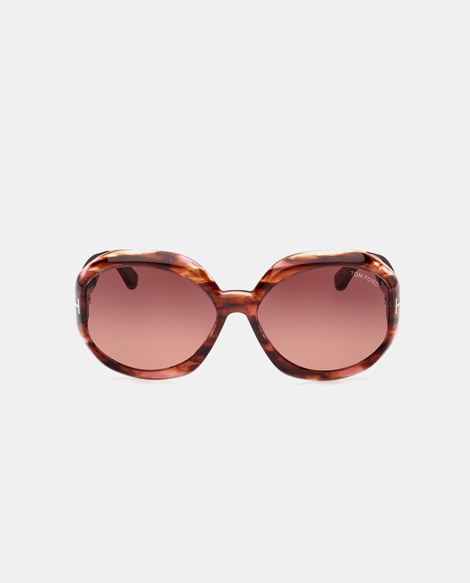 Женские солнцезащитные очки из ацетата с геометрическим узором цвета гавана Tom Ford, коричневый