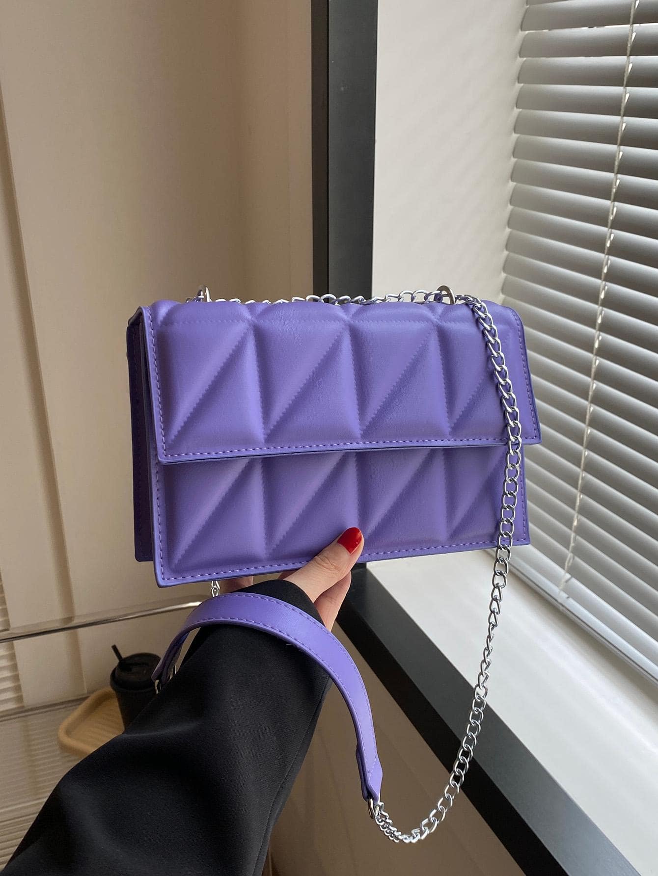 модельное агенство fashion style Легкая деловая повседневная минималистичная стеганая сумка с цепочкой и квадратной цепочкой для девочек-подростков, фиолетовый