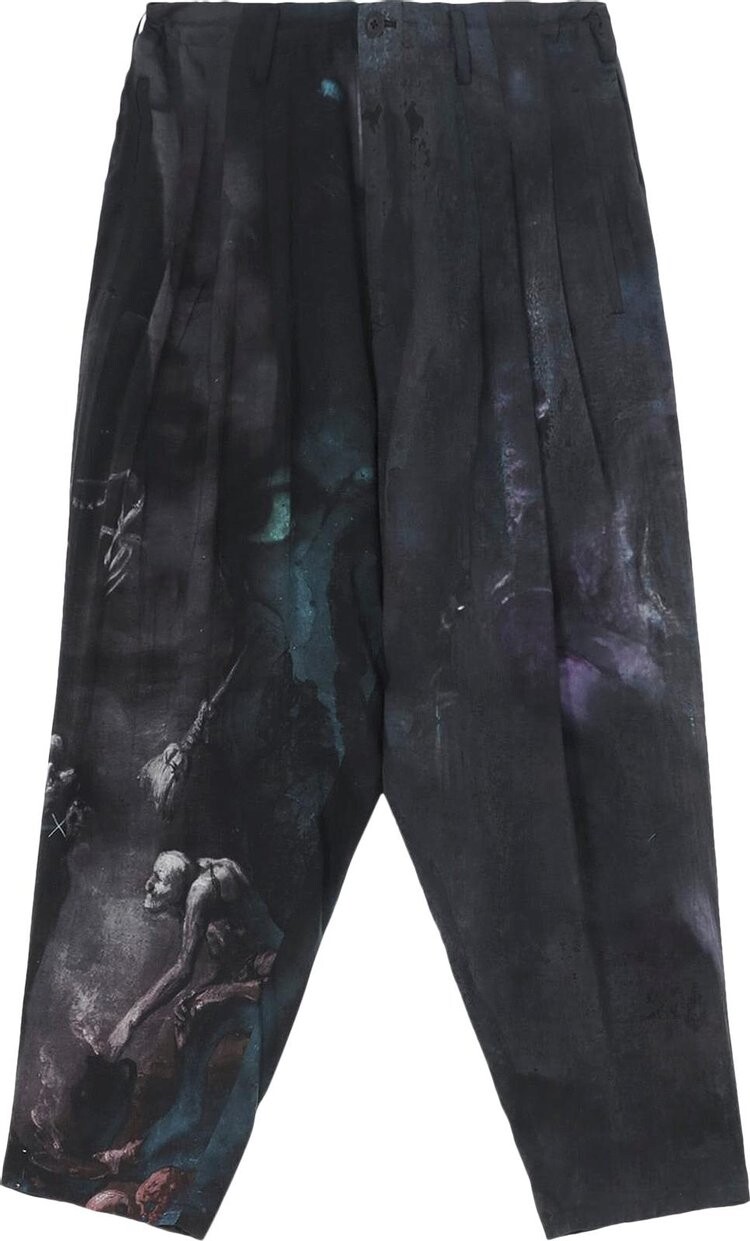 Брюки Yohji Yamamoto Pour Homme J-8 Tucks Print 'Black', черный