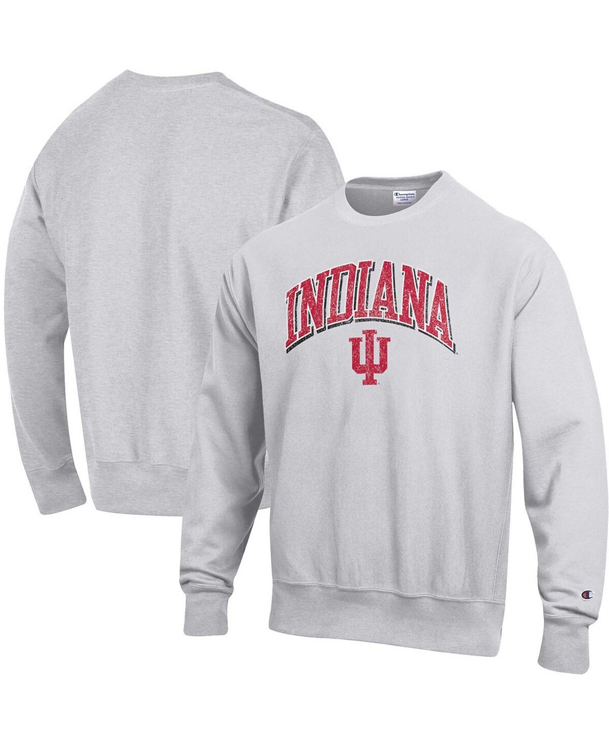 

Мужской серый пуловер с логотипом Indiana Hoosiers обратного переплетения с аркой и логотипом Champion