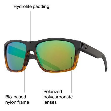 Поляризованные солнцезащитные очки Slack Tide 580P Costa, цвет Green Mirror 580p/Matte Black/Tortoise Frame