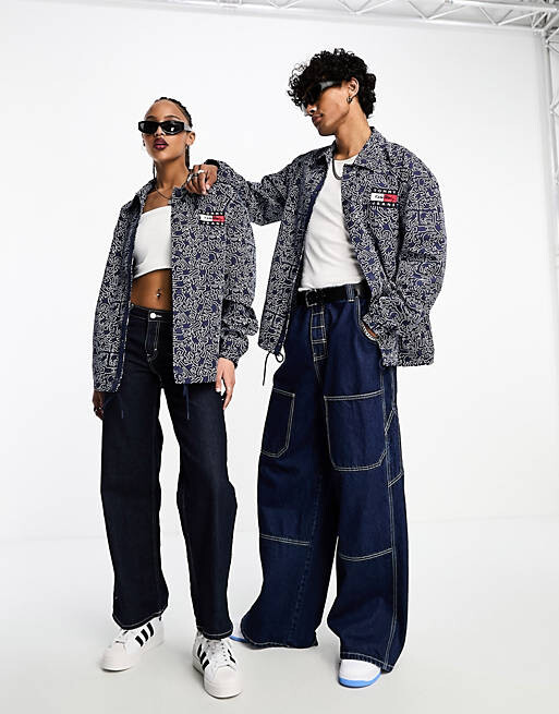 

Синяя мужская куртка унисекс для танцев Tommy Jeans x Keith Haring