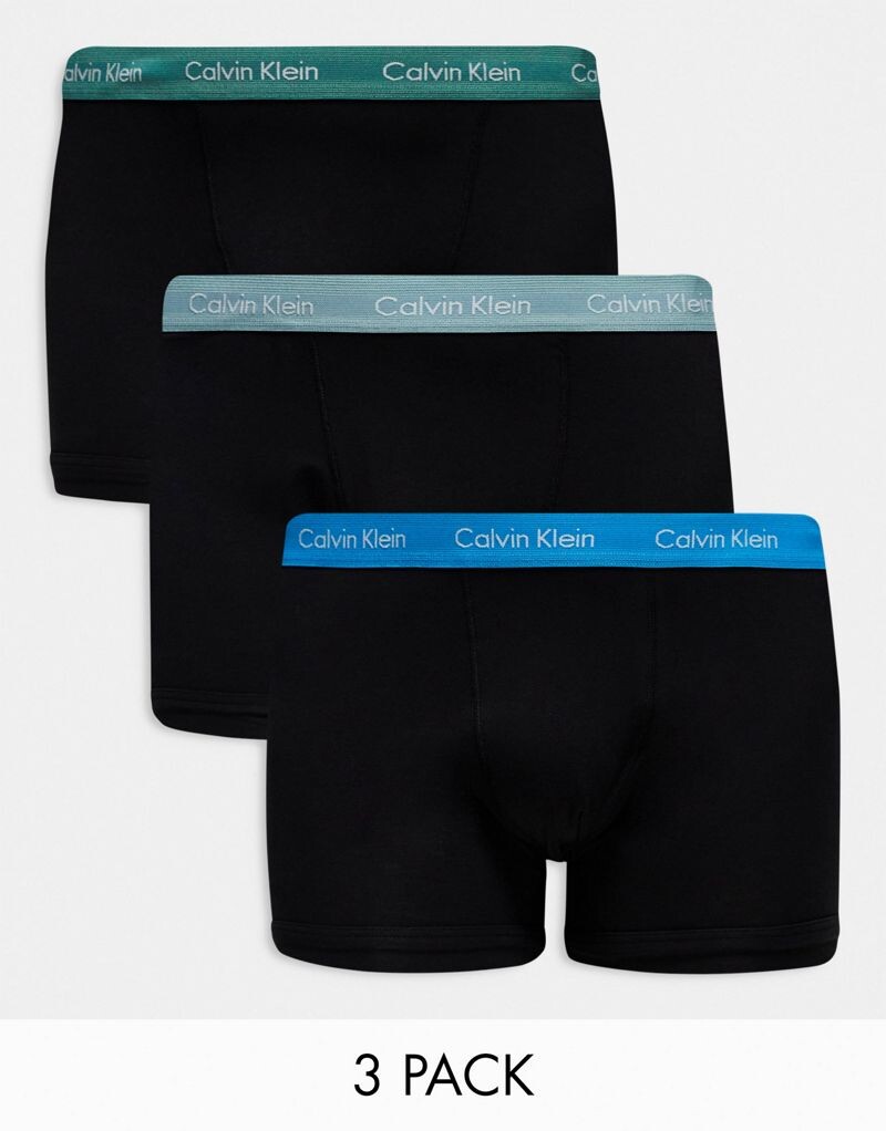 

Набор из 3 хлопковых эластичных плавок Calvin Klein Plus черного цвета с цветным поясом
