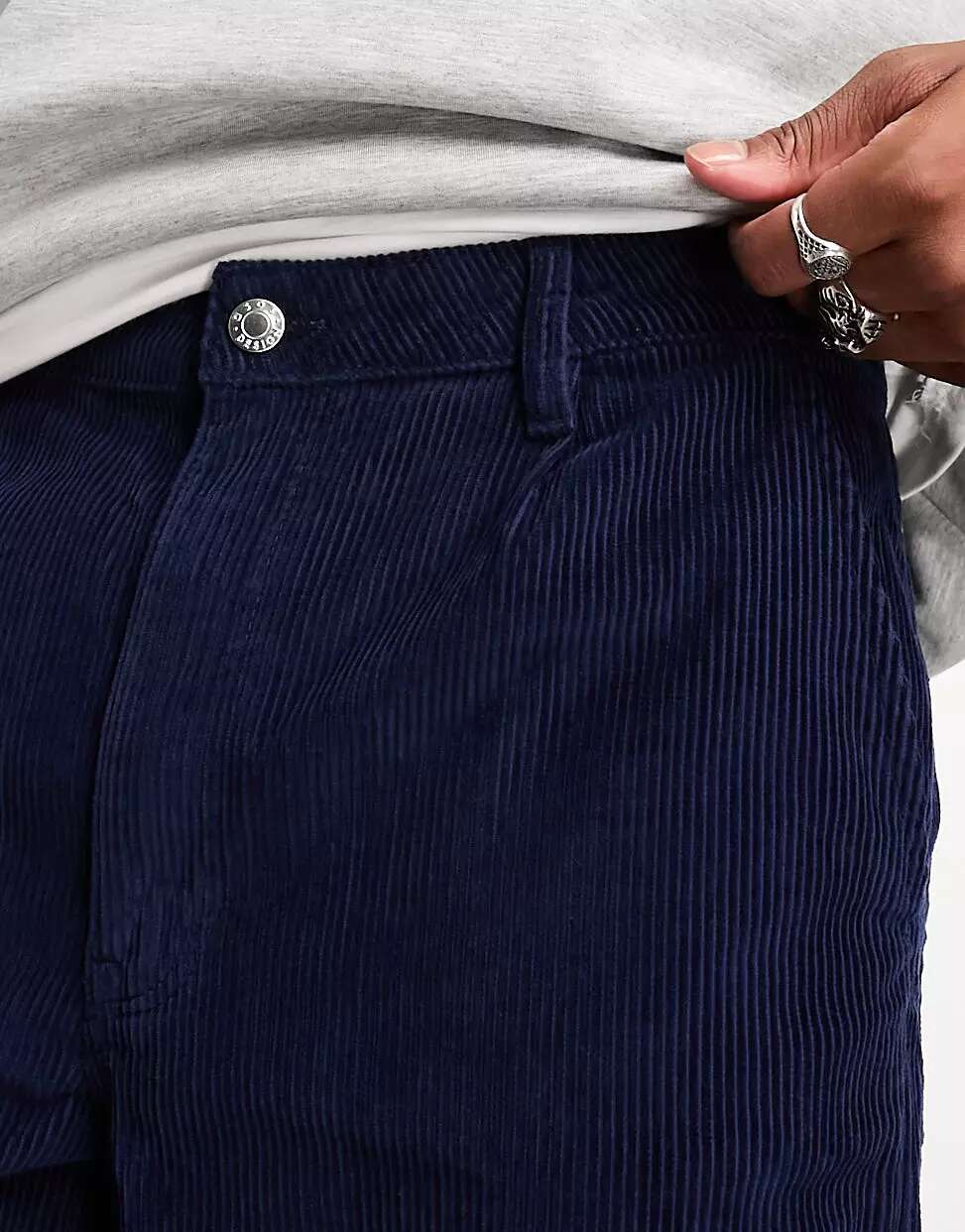Темно-синие вельветовые брюки прямого кроя ASOS