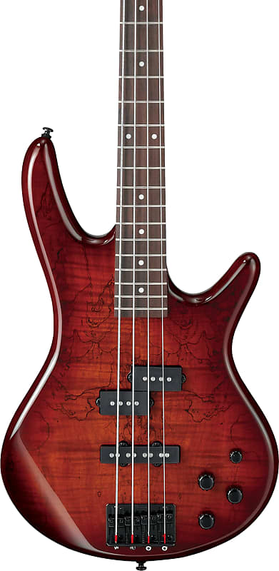 цена Басс гитара Ibanez GSR200SM 4-String Spalted Maple Bass Guitar, Charcoal Brown Burst