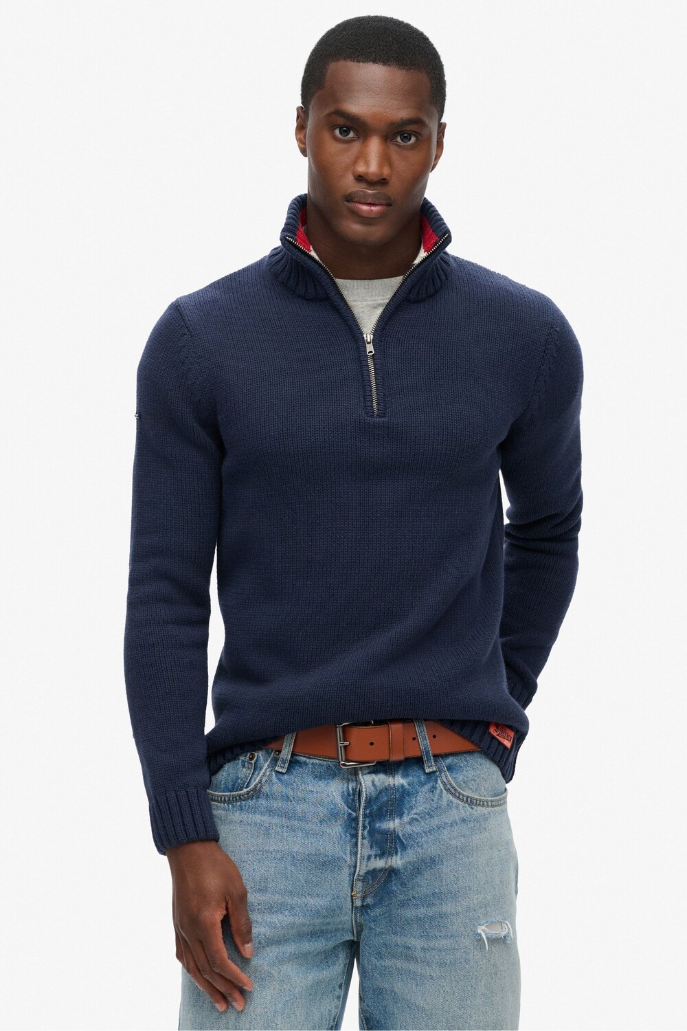 

Винтажный спортивный трикотажный джемпер хенли Superdry, синий