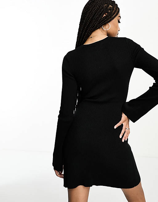 Черное расклешенное платье мини ASOS DESIGN Tall