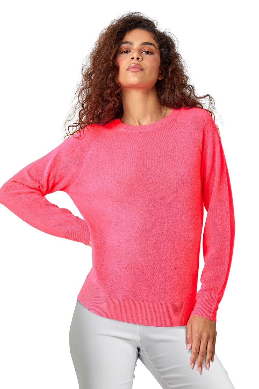 Однотонный мягкий джемпер с круглым вырезом Roman, розовый пуловер с круглым вырезом из трикотажа мулине xl розовый
