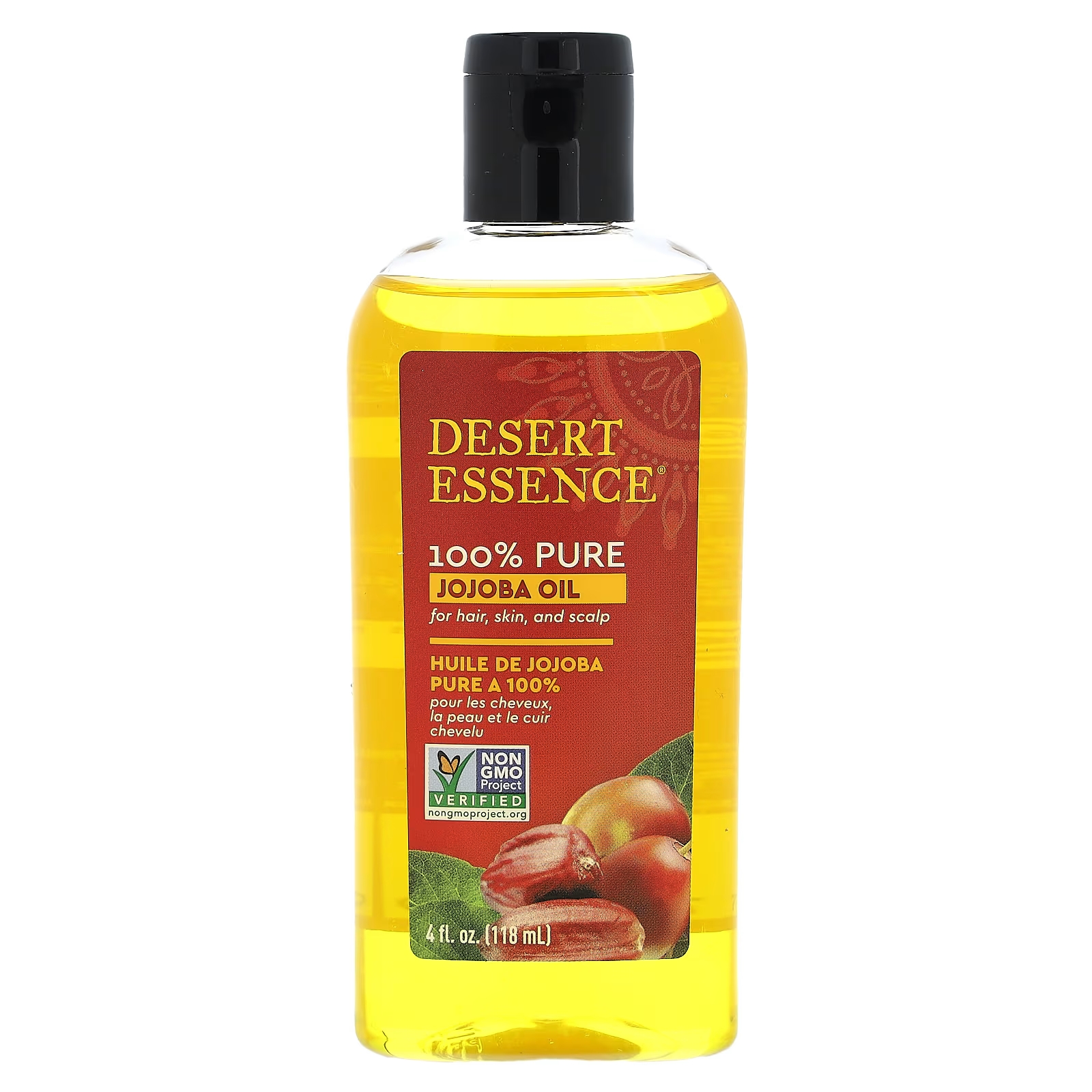 100% чистое масло жожоба Desert Essence для волос и кожи головы, 118 мл desert essence масло органического кокоса жожоба и чистого кофе 118 мл