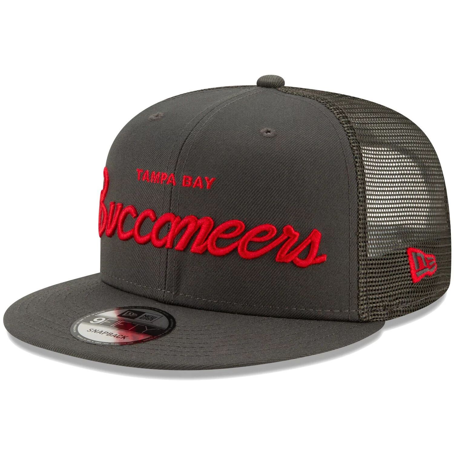 

Мужская кепка New Era Pewter Tampa Bay Buccaneers Script Trucker 9FIFTY Snapback