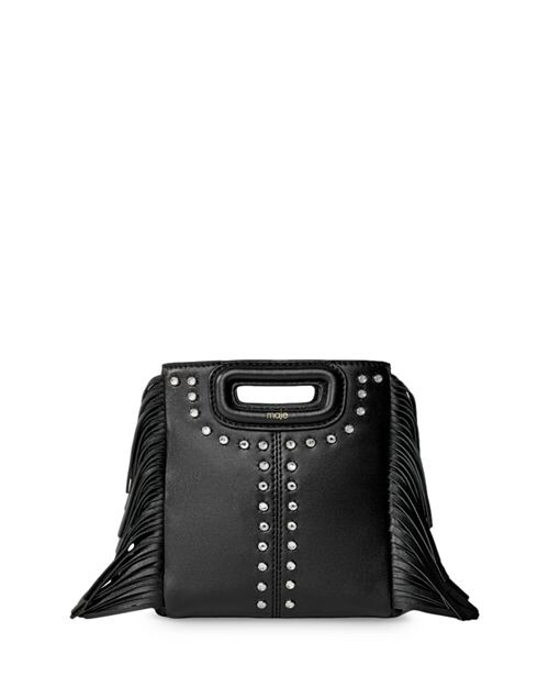 

Миниатюрная кожаная сумка M с заклепками Maje, цвет Black