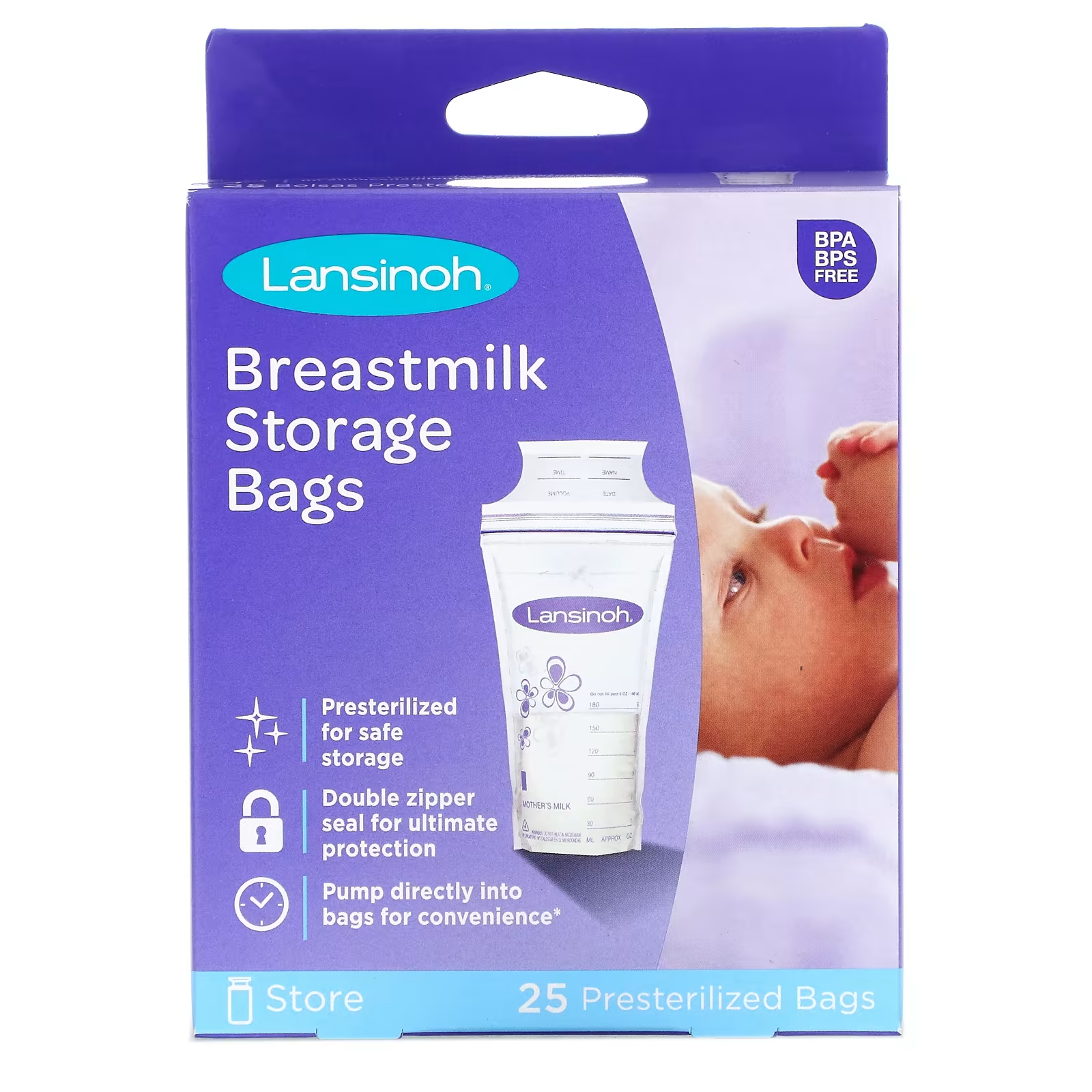 Пакеты Lansinoh для хранения грудного молока, 25 предварительно стерилизованных пакетов пакеты fairhaven health для хранения грудного молока 50 пакетов