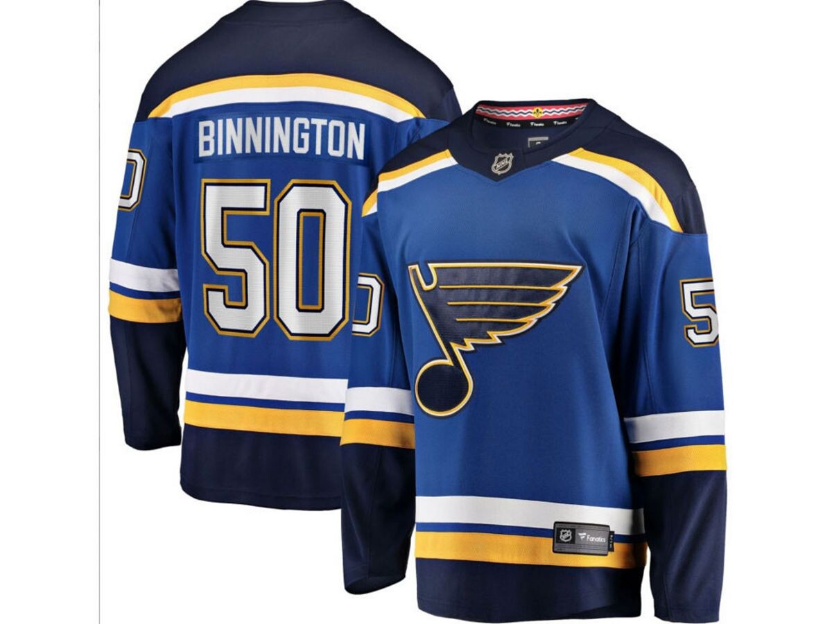 

Мужская майка игрока \"Сент-Луис Блюз\" - Джордан Биннингтон Authentic NHL Apparel