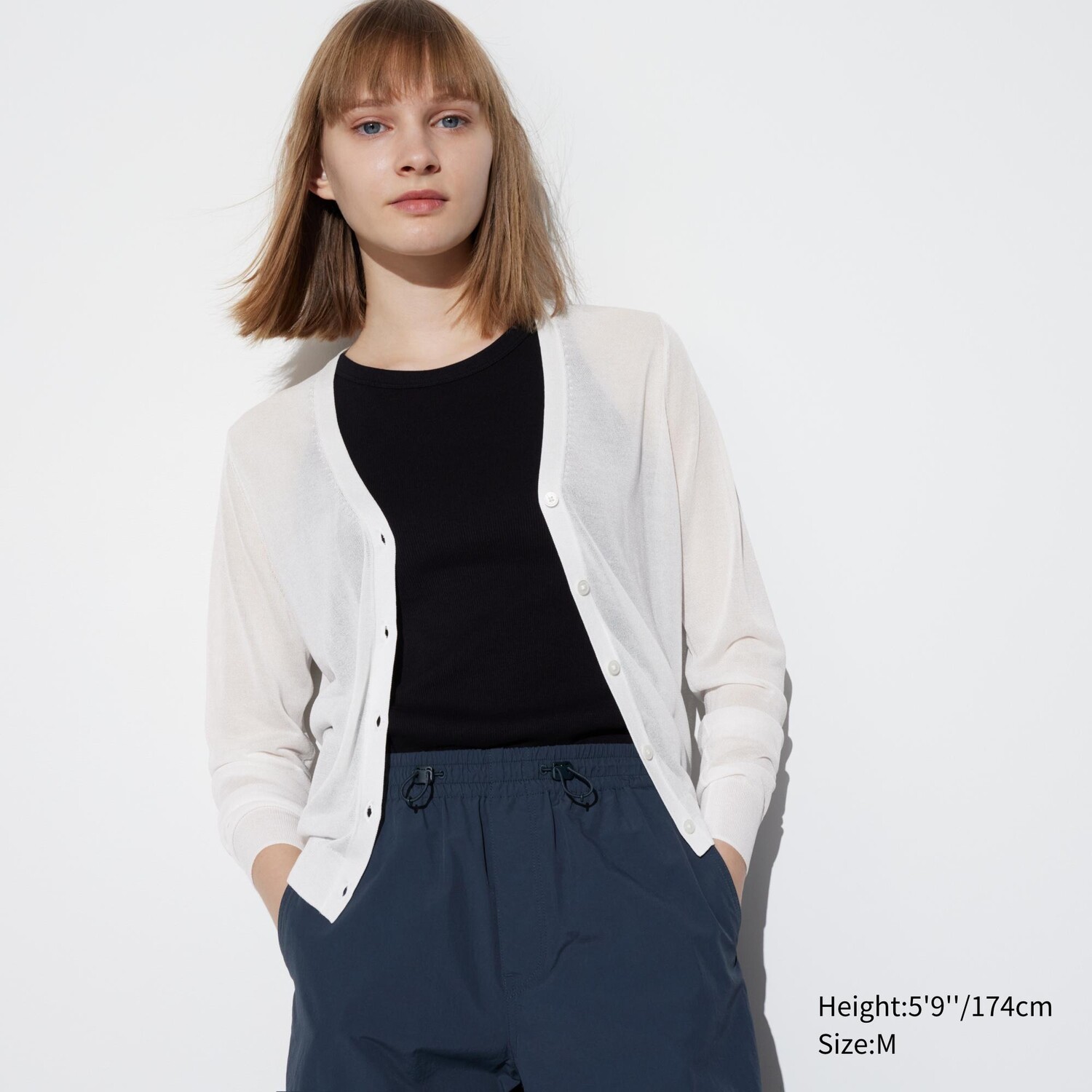 

Кардиган Uniqlo женский с v-образным вырезом, молочный