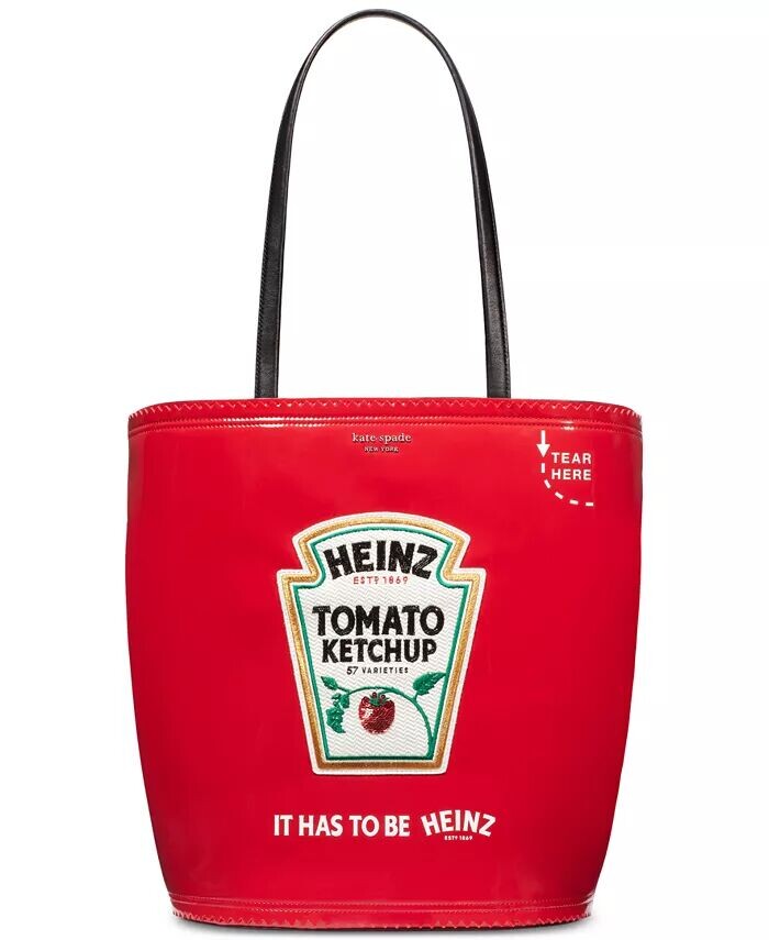 

Объемная сумка Heinz X kate spade new york с лакированной отделкой очень большого размера, красный