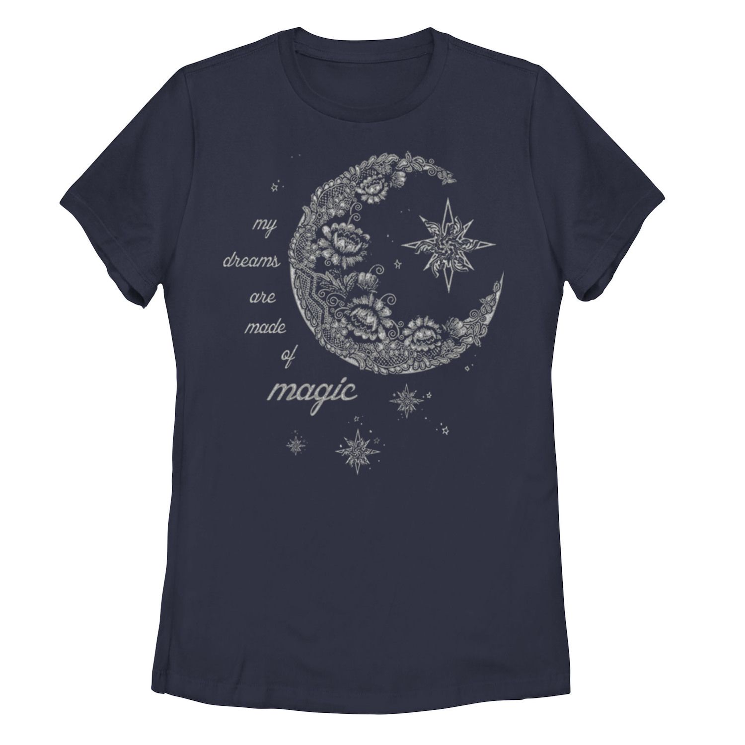 Детская футболка с рисунком «Лунный цветок» и галактическим рисунком, темно-синий