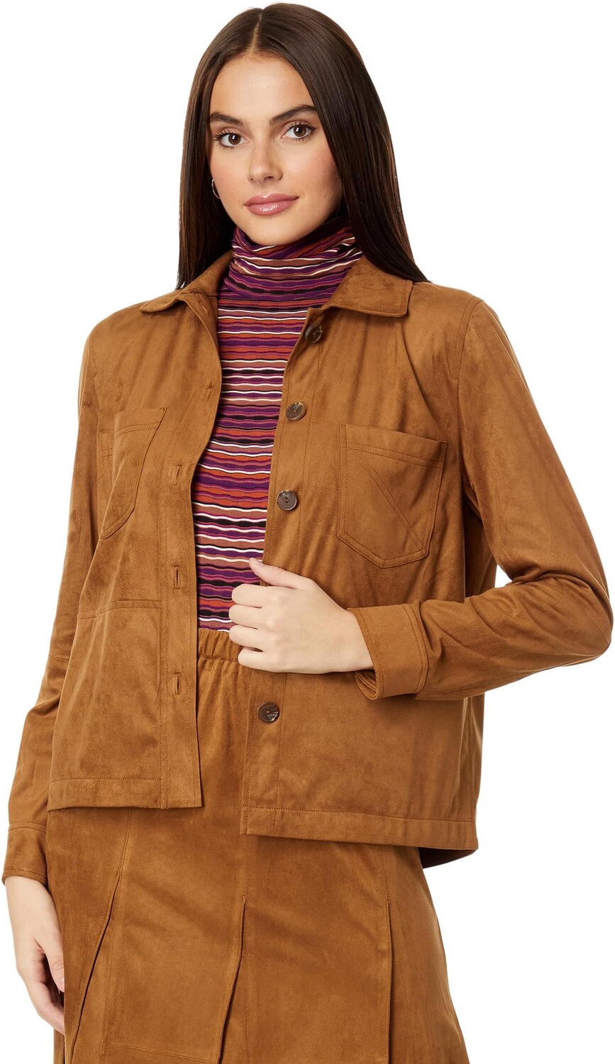 

Куртка Suede Long Sleeve Shirt Jacket Elliott Lauren, цвет Saddle