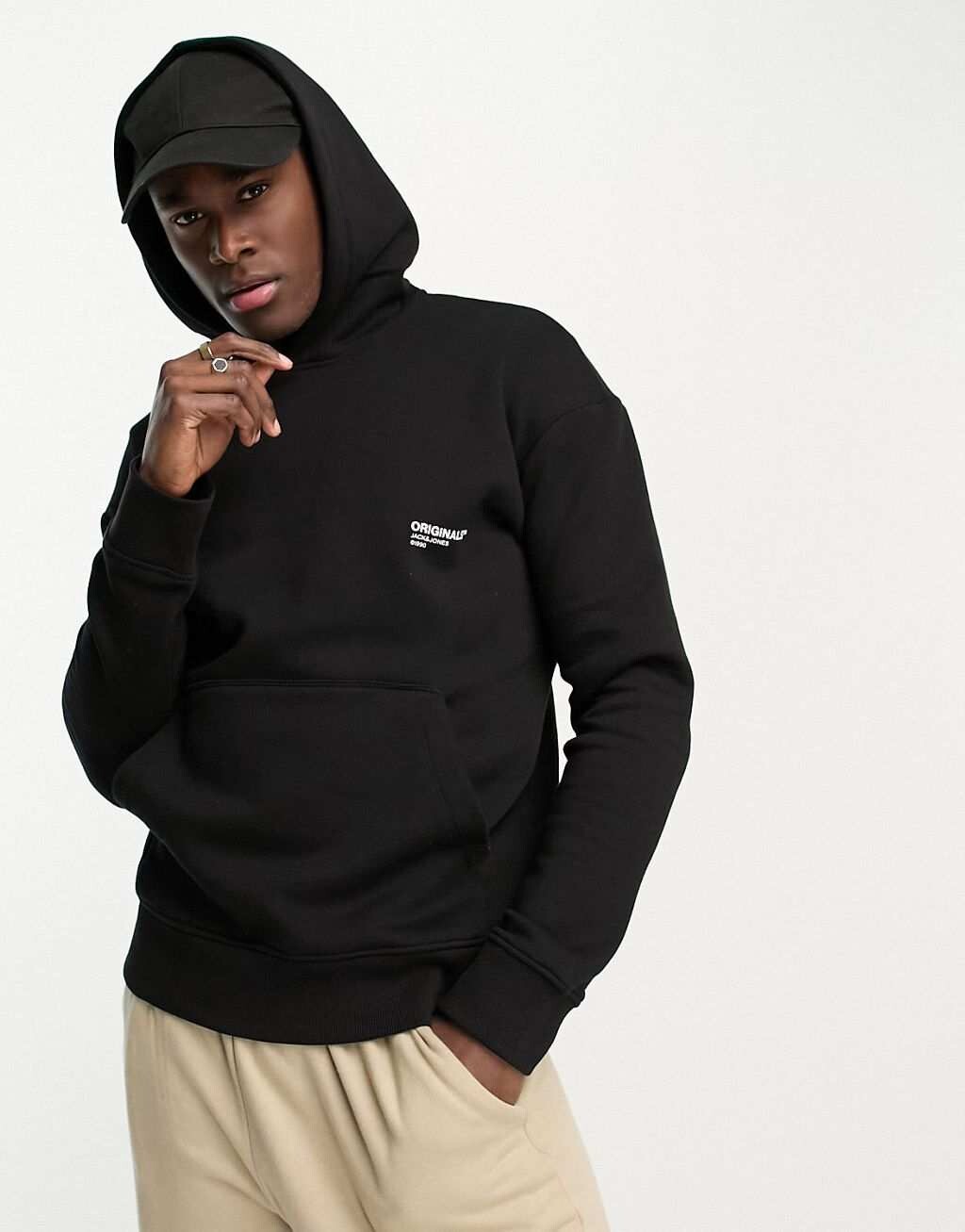 

Черная толстовка оверсайз с логотипом Originals на спине Jack & Jones Originals, Черный