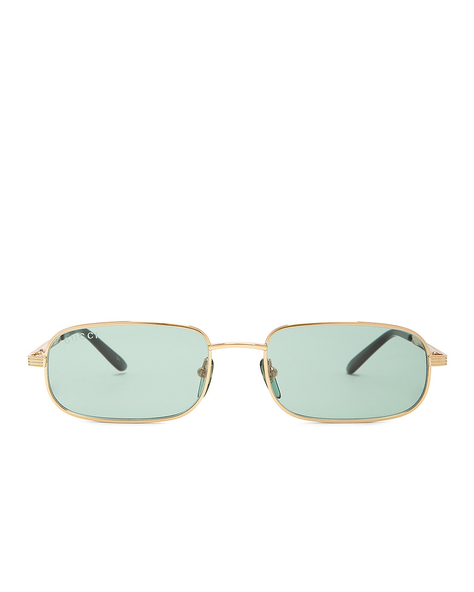 

Солнцезащитные очки Gucci Small Rectangle, цвет Shiny Endura Gold & Solid Green