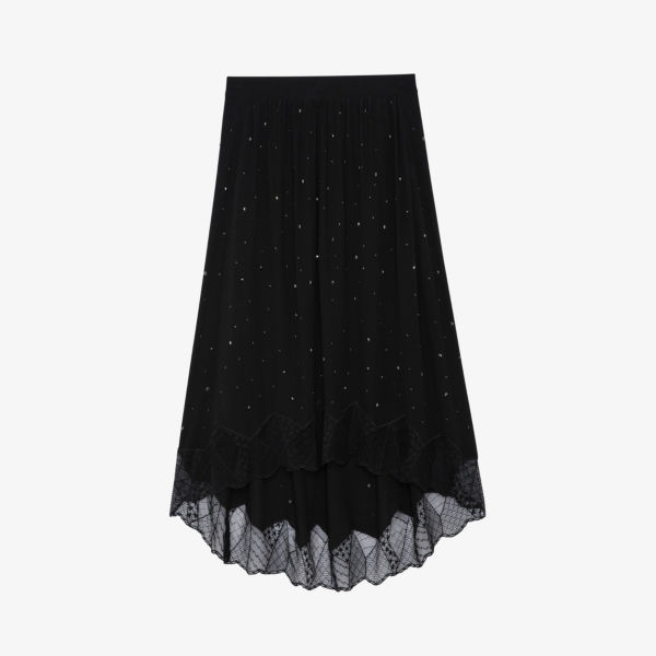 Тканая юбка миди Joslin с кристаллами Zadig&Voltaire, цвет noir