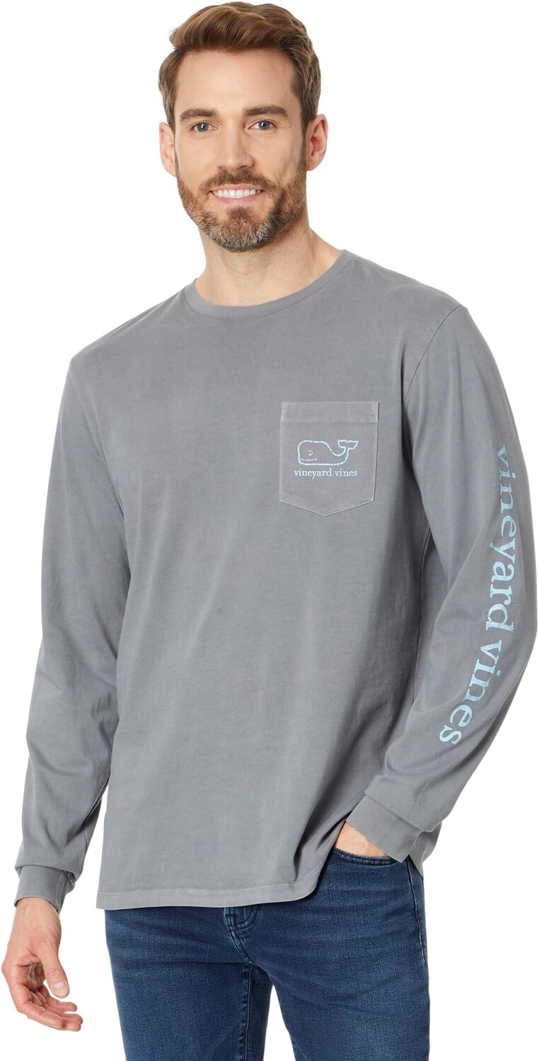 

Футболка Vineyard Vines Vintage Whale LS GD Pocket Tee, цвет Grey Harbor