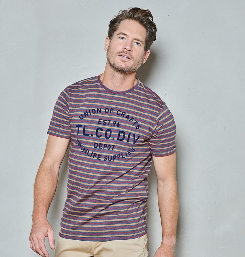 

Футболка Twinlife short sleeve crew stripe art, красный