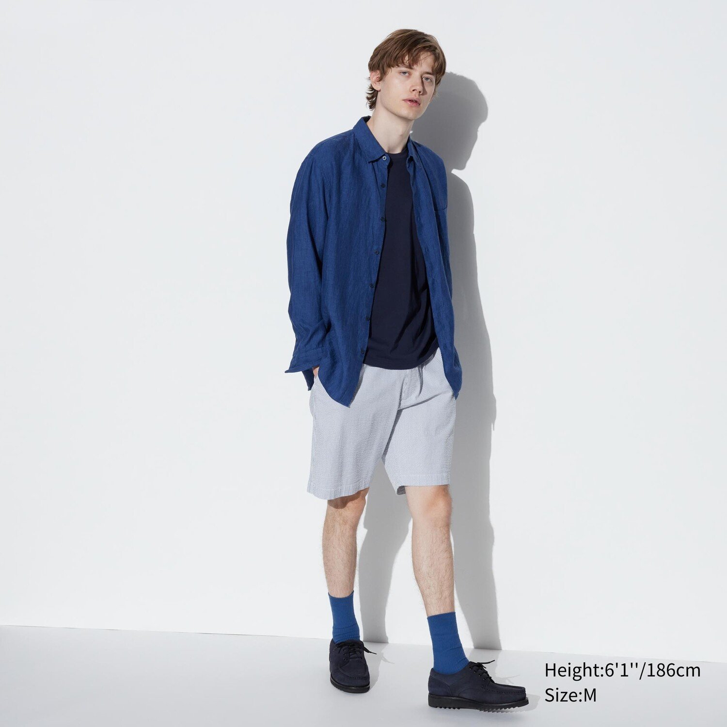 

Текстурные эластичные комфортные шорты UNIQLO, синий