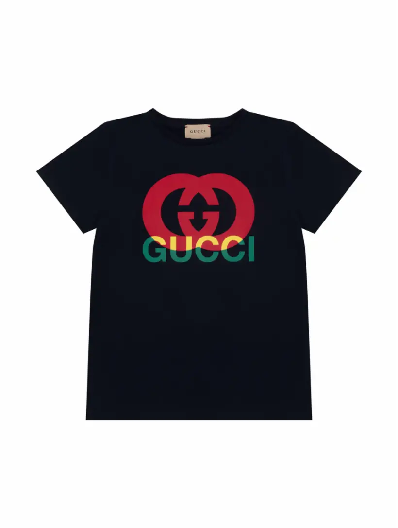 Хлопковая футболка с логотипом Gucci, тёмно-синий